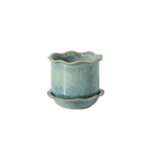 Aurina Pot With Saucer - Blue - 8"