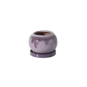 Casey Round Pot With Saucer - Purple - 6.5"