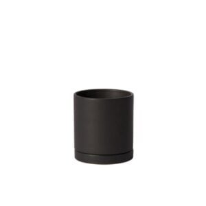 Romey Pot with Saucer - Black - 5"