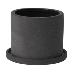 Easton Pot with Saucer – Black – 5.5″