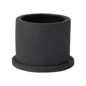 Easton Pot with Saucer - Black - 5"