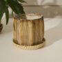 Carved Pot with Saucer - Brown - 6.5"