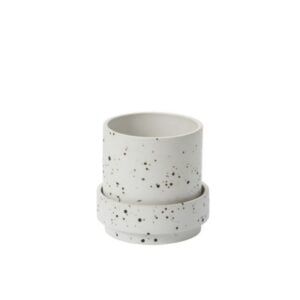 Claxton Pot with Saucer - White - 6.25"