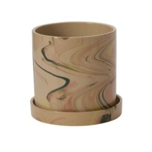 Melage Pot with Saucer - Multicolor - 7.5"