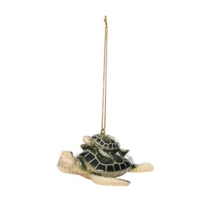 Turtle Mother Baby Ornament - Green