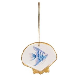 Scallop Shell Angel Fish Ornament - Blue