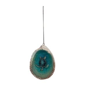 Seashell Sea Turtle Ornament - Blue