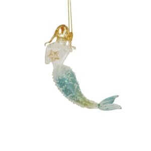 Glitter Mermaid Ornament - Seafoam - 4.75"