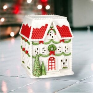 LED City House - White/Red/Green - 12"