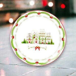 City Sidewalk Plate - White/Red/Green - 10"