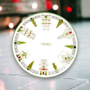 City Sidewalk Plate - White/Red/Green - 8"