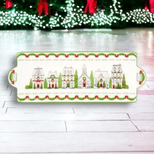 City Sidewalks Serving Platter – White/Red/Green – 13″