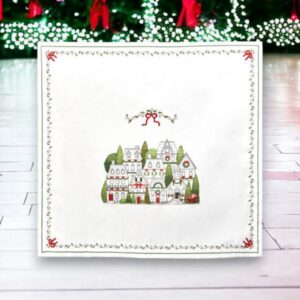 City Sidewalks Cloth Napkin – White/Red/Green
