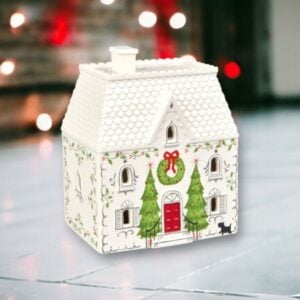Small City House One Chimney – White/Red/Green