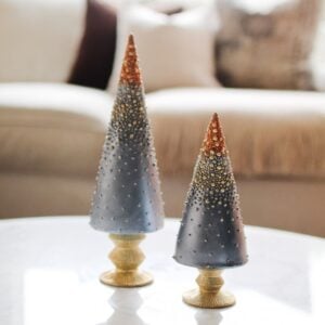 Bedazzled Cone Tree - Blue - 9"