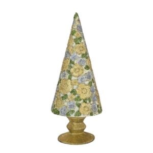 Bead Petals Cone Tree - Ivory - 9"