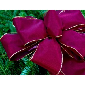 Velvet Sheer Bow - Burgundy/Gold - 10"