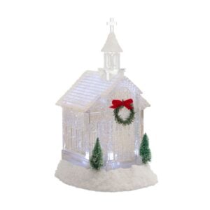 Church Snow Globe - LED - Battery Op - 10.5"