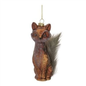 Fox Glass Ornament - Brown - 5"