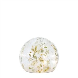 Flower and Leaves Glass Globe - LED - Battery Op - 4"