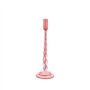 Striped Glass Taper Holder - Red - 12.5"