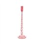 Striped Glass Taper Holder - Red - 14.25"