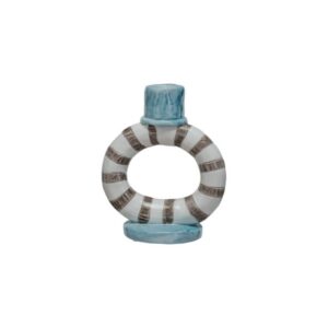 Stripe Circle Taper Candle Holder – Blue/Brown/White – 4.75″