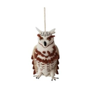 Felt Owl Ornament - White/Brown - 7.75"
