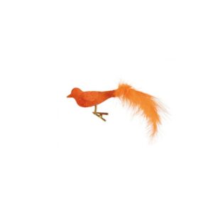 Bird Glass Clip Ornament - Orange - 9.6"