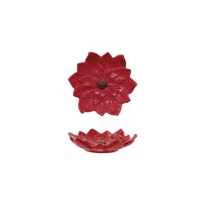 Poinsettia Dish - Red/Green - 6"