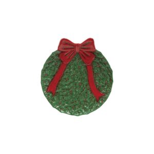 Wreath with Bow Plate - Red/Green - 10"