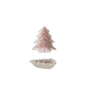 Tree Appetizer Dish - Red/White - 5.25"