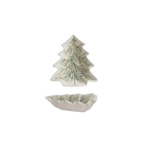 Tree Appetizer Dish - Green/White 6.25"