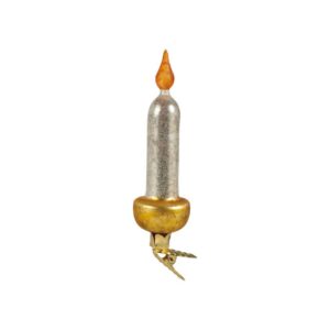 Candle Mercury Glass Clip Ornament - Orange/White/Gold - 5.5"