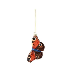 Butterfly Mercury Glass Ornament - Brown/Orange/Blue - 5.3"