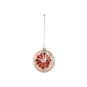 Orange Slice Glass Ornament - Orange/Green - 2.8"