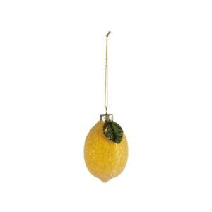 Lemon Glass Ornament - Yellow/Green - 2.1"
