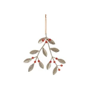 Mistletoe Ornament - Gold/Red - 8"