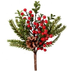 Boxwood Fir Berry Pick - Natural/Red/Green - 14"