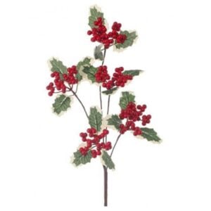 Varigated Holly Spray - Red/White/Green - 27"