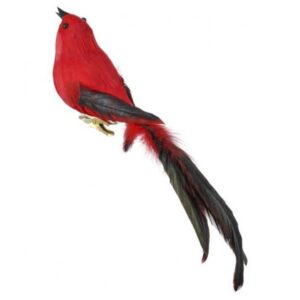 Feather Bird Clip - Red - 9"