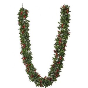 Boxwood Berry Garland - Red/Green - 72"