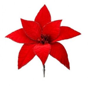Poinsettia Clip - Glitter Red - 9"
