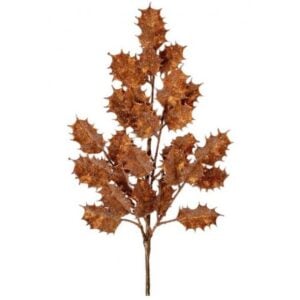Glitter Beaded Holly Spray - Copper - 27"