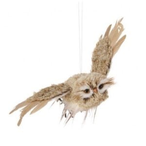 Winter Chalet Flying Feather Owl - Natural Cream - 12.5"