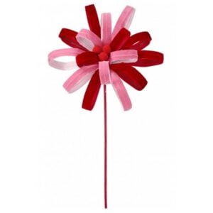 Velvet Loop With Pompom Flower Stem - Hot Pink - 21"