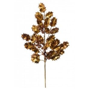 Antique Metallic Holly Spray - Copper - 25"