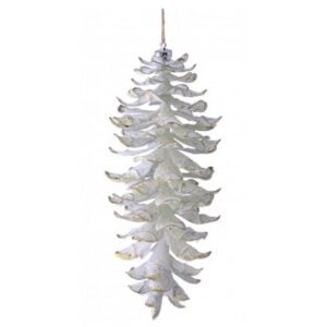 Winter Gold Leaf Pinecone Ornament - Ivory Gold - 11"
