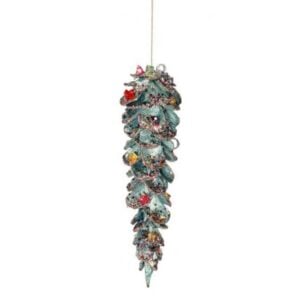 Multi Jeweled Shiny Pinecone Ornament - Aqua Blue - 11.5"