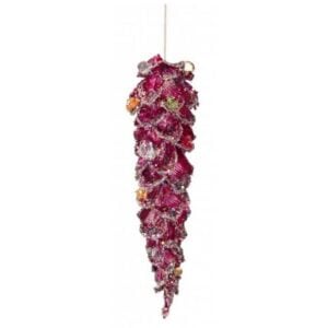 Multi Jeweled Shiny Pinecone Ornament - Fuschia - 11.5"